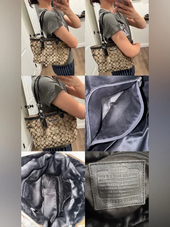 COACH VTG Signature Gallery East-West Y2K Tan Canvas Leather Tote Shoulder Bag - Picture 16 of 17